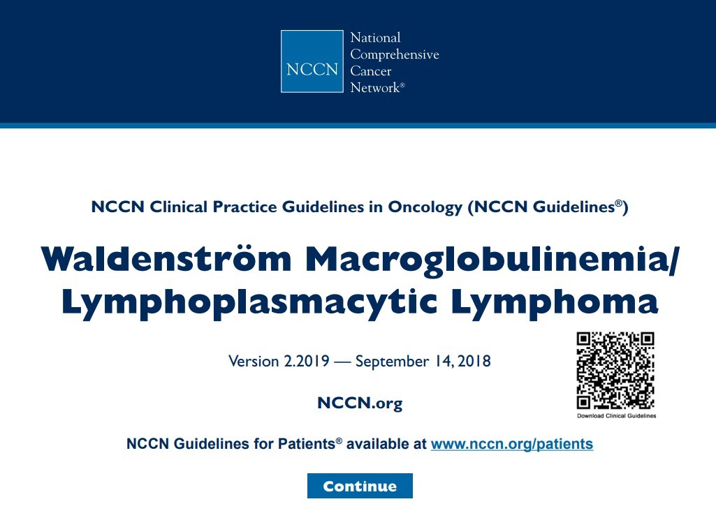 NCCN临床实践指南：巨球蛋白血症淋巴浆细胞性淋巴瘤（英文版，2019.V2）